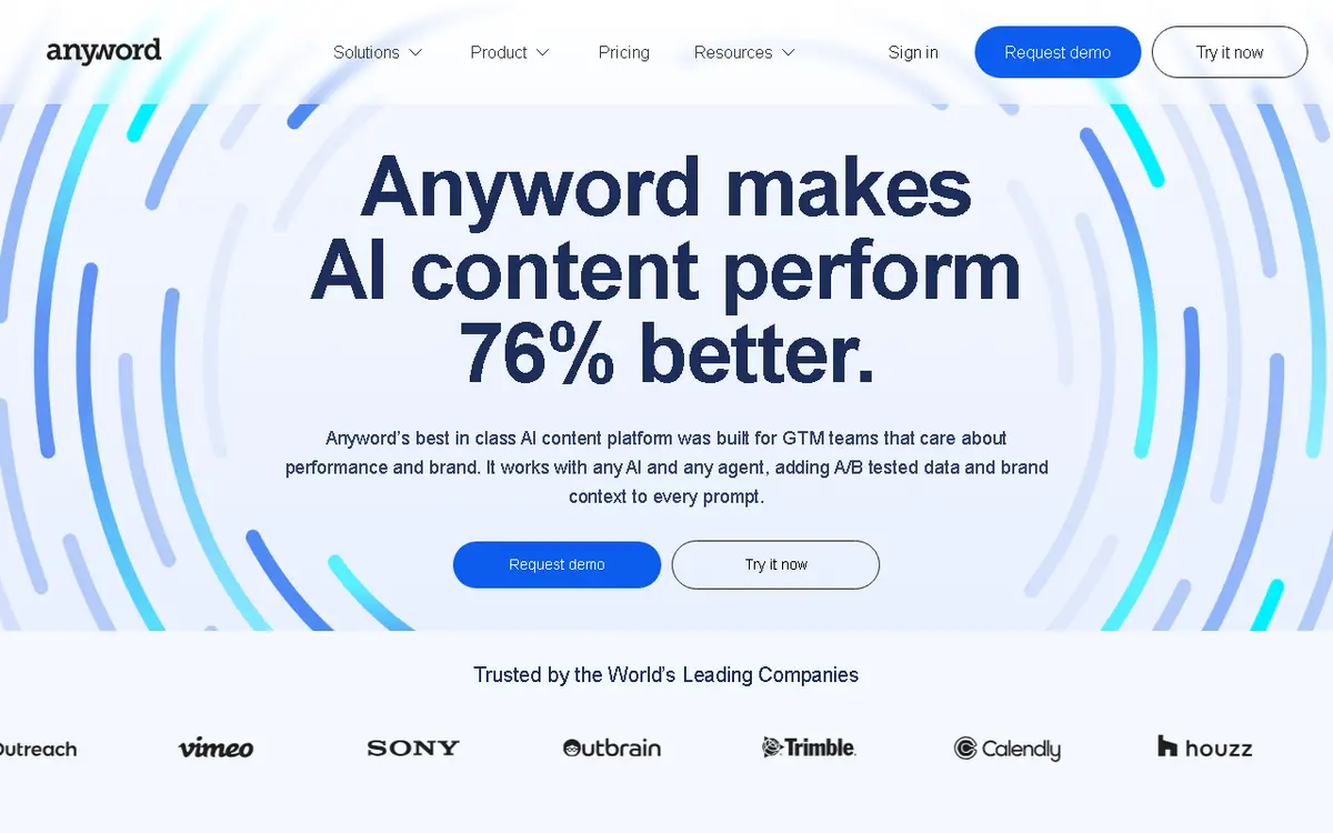 Anyword interface screenshot