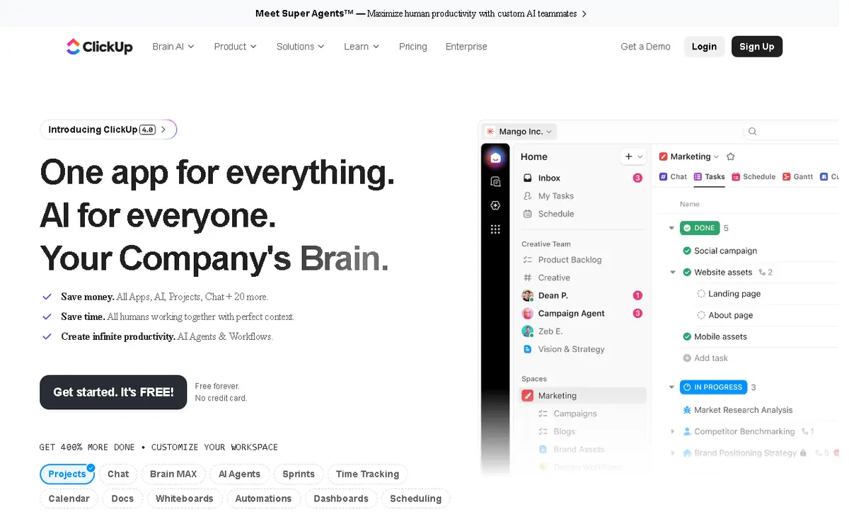 ClickUp AI interface screenshot