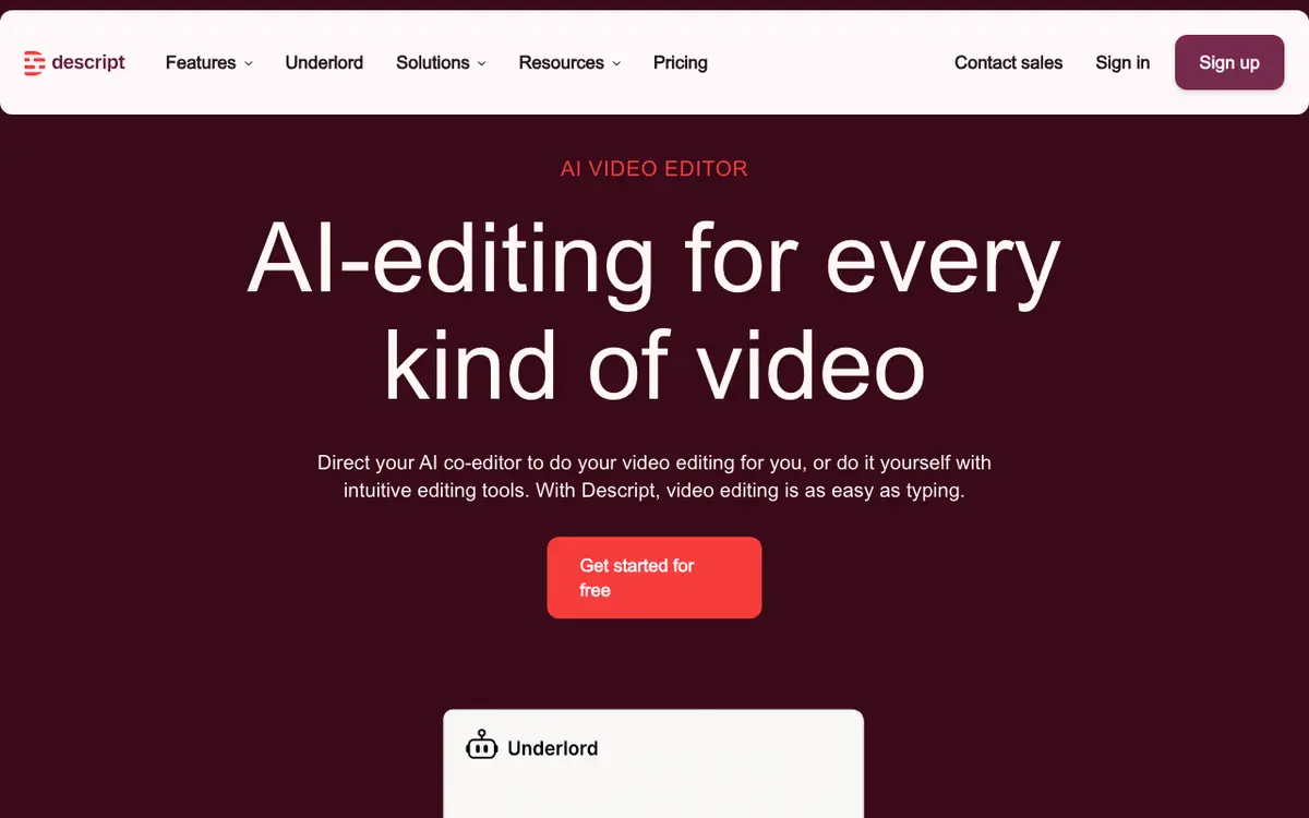 Descript interface screenshot