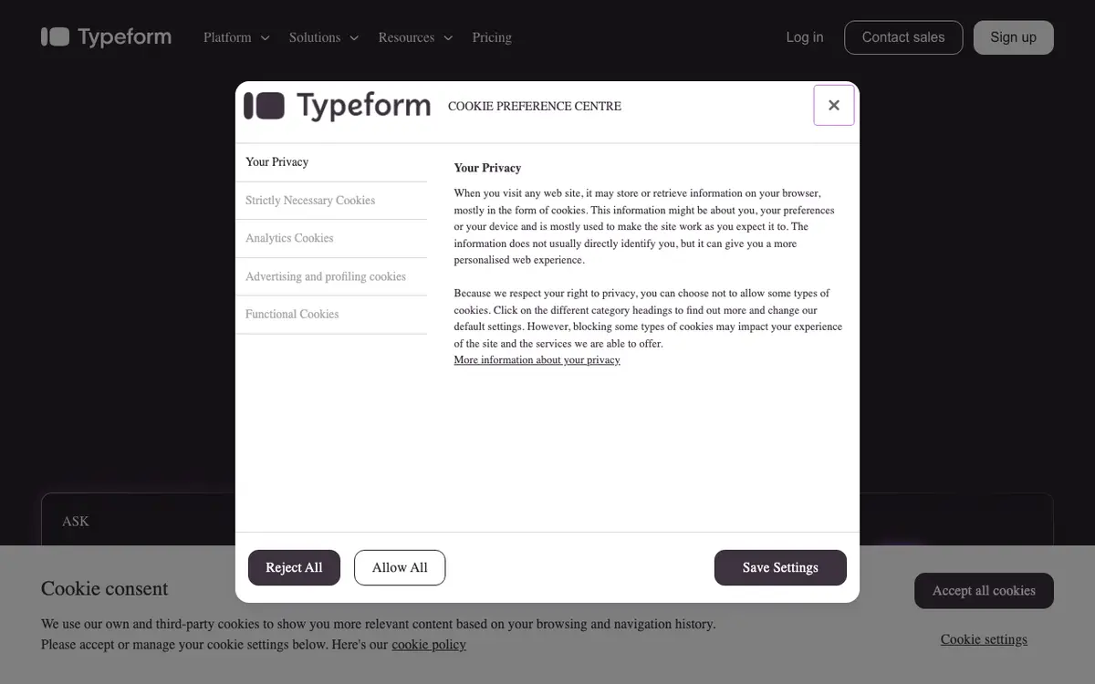Formless interface screenshot