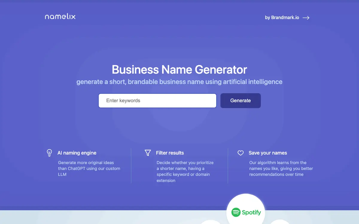Namelix interface screenshot