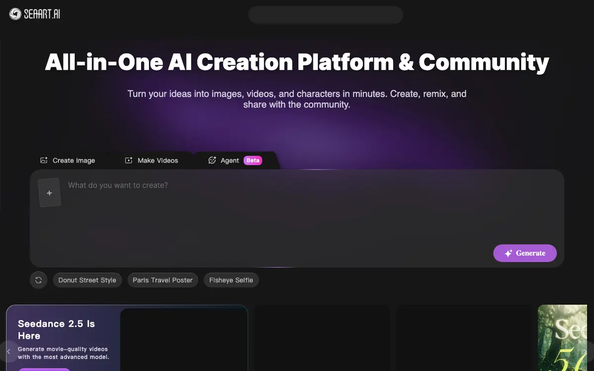 SeaArt interface screenshot