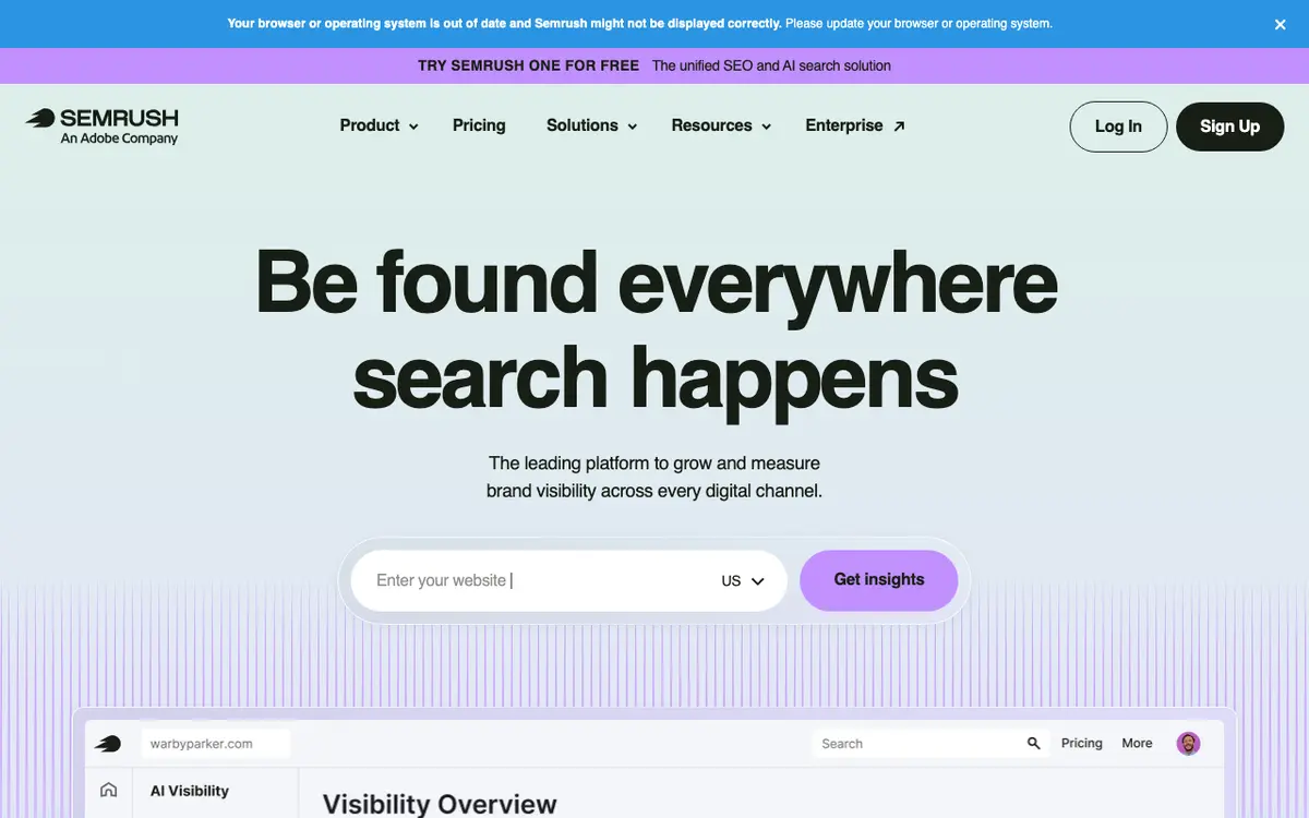 SEMrush interface screenshot