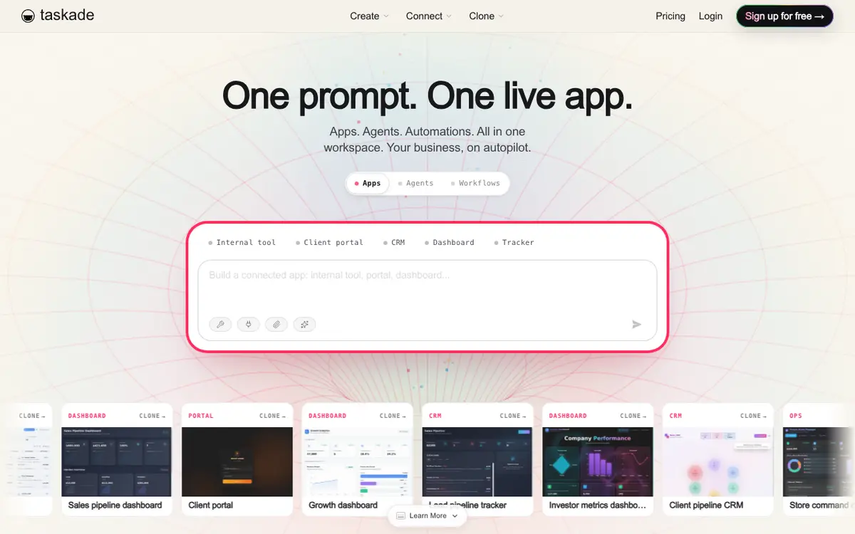 Taskade AI Agents interface screenshot