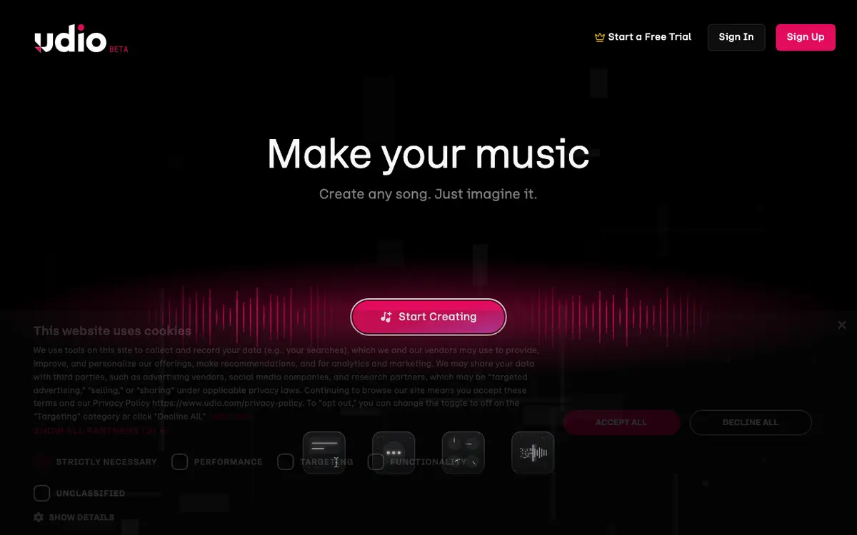 Udio interface screenshot