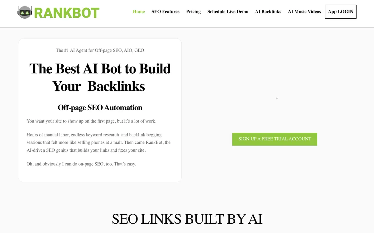 RankBot interface screenshot