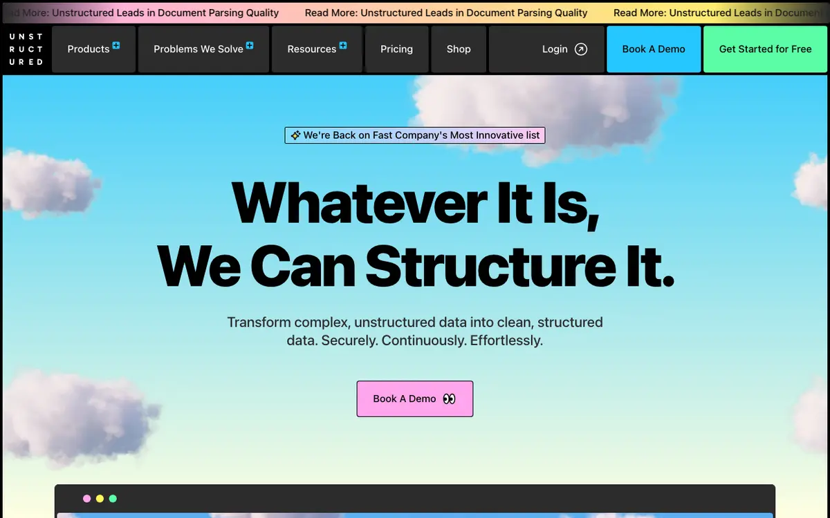 Unstructured interface screenshot