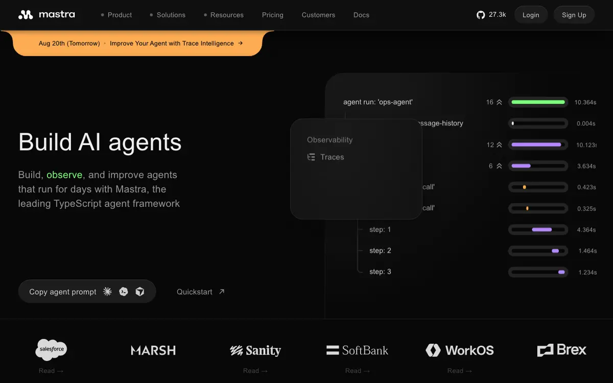 Mastra interface screenshot