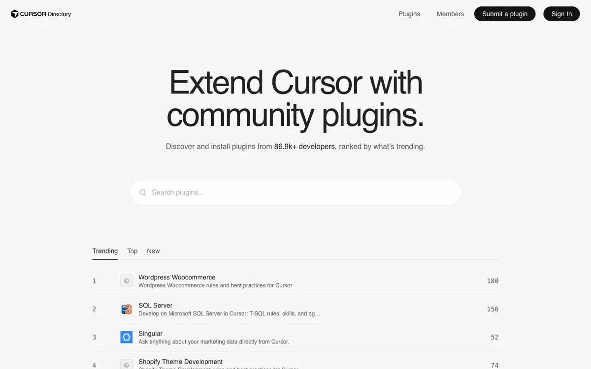 Cursor Directory interface screenshot