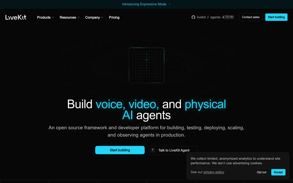 LiveKit Agents interface screenshot