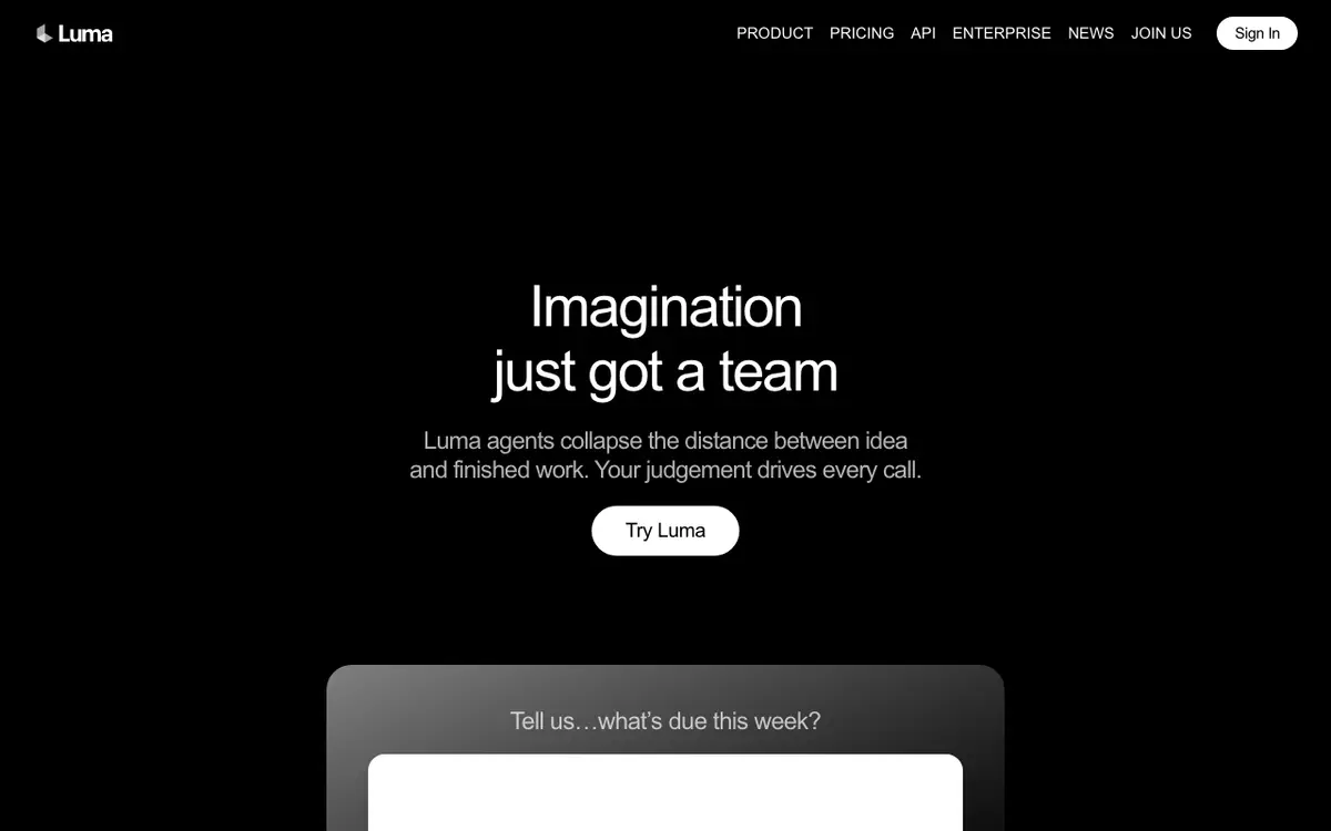 Luma Dream Machine interface screenshot