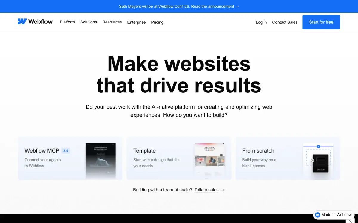 Webflow AI interface screenshot