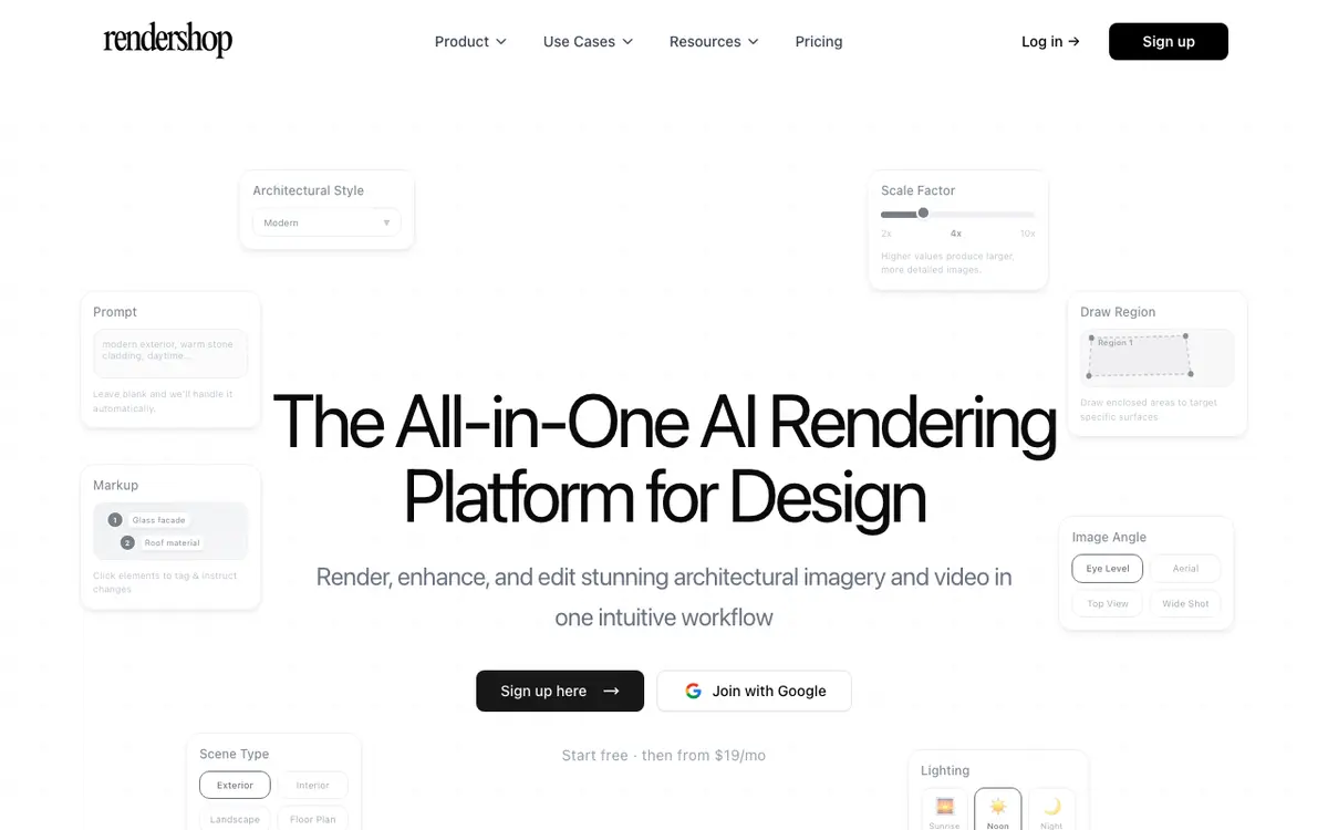 Rendershop interface screenshot